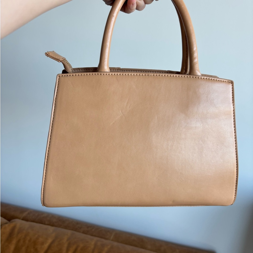 ALDO Camel Tan Leather Structured Satchel - Picture 7 of 16
